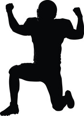 Victorious american football player silhouette celebrating triumph silhouette vector
