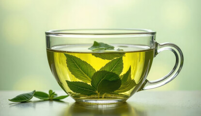 Refreshing Mint Tea in a Glass Cup