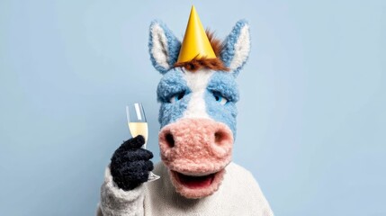 Joyful celebrations with a cartoon horse fun party indoor whimsical viewpoint in a cheerful environment