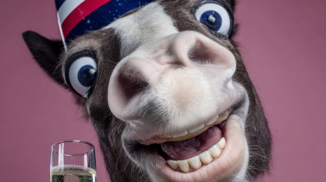 Joyful celebrations with a cartoon horse party vibes fun environment silly expressions laughter and happiness