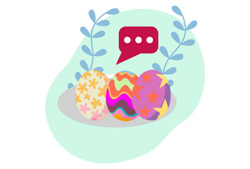 Easter Chat Concept Illustration Vector Style