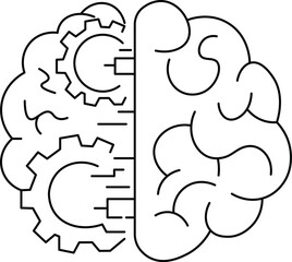 Obraz premium Brain half organic half mechanical gears and circuits mind