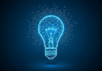 Digital light bulb with glowing connections representing innovation and technology concept.