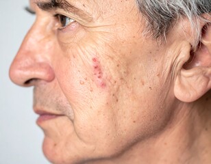 Obraz premium Close-up of a man's face with skin imperfections