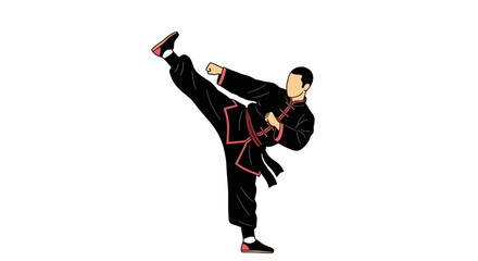Obraz premium A Kung Fu master executes a high kick showcasing martial arts discipline