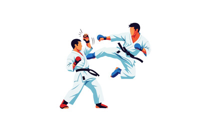 Fototapeta premium Dynamic depiction of martial arts combat, showcasing skill and agility