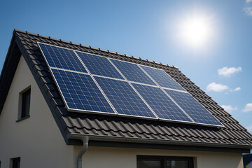 Panneau solaire sur toit de maison moderne