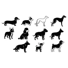 Collection of Dog Breed Silhouettes.