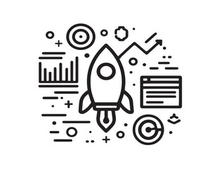 Creative SEO and Marketing Icon with Clean Elegant Vector Graphics