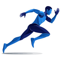 Dynamic Blue Runner in Motion Abstract Style.