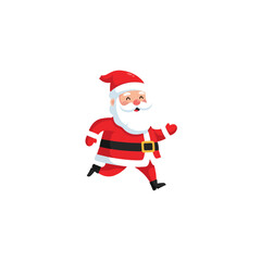 Santa Claus Running with Joyful Expression for Christmas.