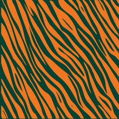 Dark green and orange zebra stripe seamless pattern