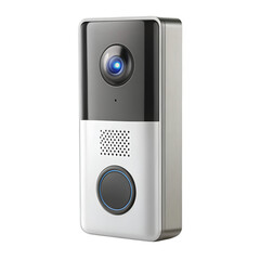 Obraz premium Modern Smart Doorbell with Camera and Blue Light Isolated video security