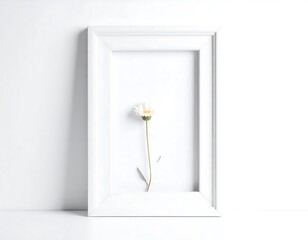 Simple white frame with a single daisy