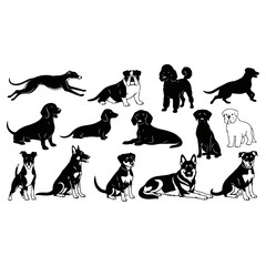 Collection of Dog Breed Silhouettes.