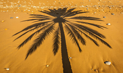 palm tree shadow on sand