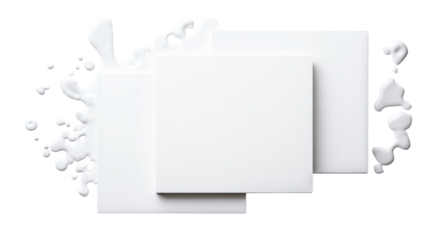 Gypsum board squares with paint splashes on Transparent Background