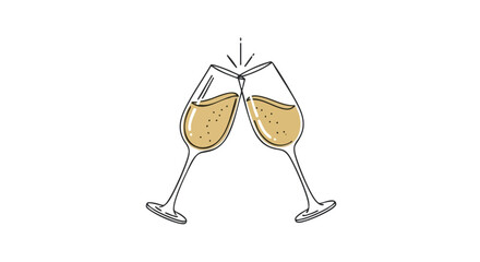Elegant champagne glasses clinking together creating a festive toast for celebrations, parties, and special occasions