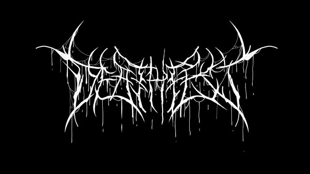 Death fest, typography vector in a striking and intense dark metal font style, abstract symmetrical shapes. for t-shirt print apparel, sticker, poster, logo and more