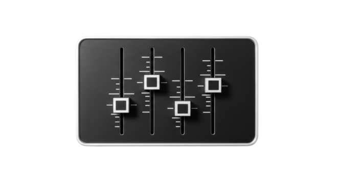 Isolated Audio Mixing Board Interface with Square Faders for Music Production Technology