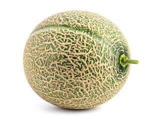 Single cantaloupe, whole, side view