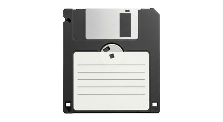 Isolated 3.5 inch floppy disk, old computer storage media, magnetic data carrier technology