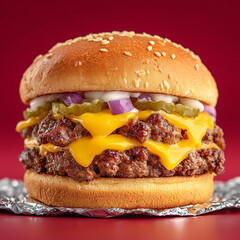 Juicy cheeseburger with melted cheddar