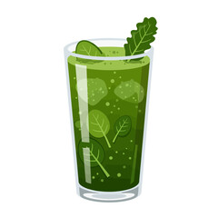Vibrant Green Smoothie Fresh Spinach, Ice Cubes, and Healthy Greenery Delight in a Glass