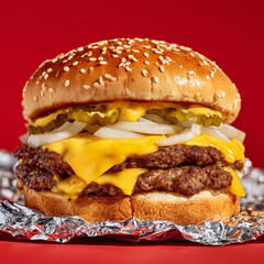 Juicy cheeseburger with melted cheddar