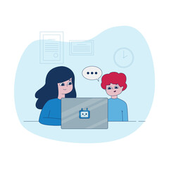 Online education illustration concept lesson with a teacher