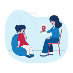 Speech therapist trains the girls speech