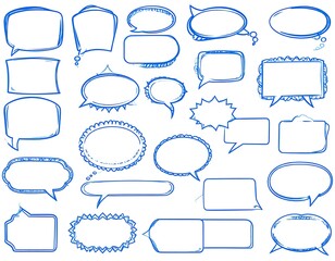 Obraz premium Collection of blue hand-drawn speech bubbles