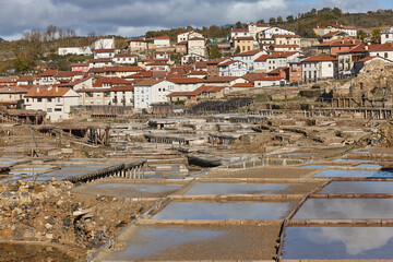 Obraz premium Antique salt platforms in Basque Country. Salinas de Anana. Spain