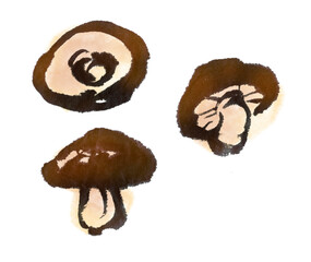 椎茸の墨絵
