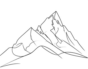 Single-line drawing of a mountain range