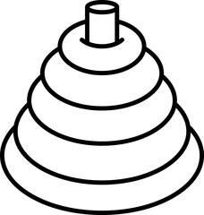 Simple illustration of a stacking toy in black and white minimalistic design