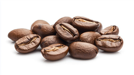 A roasted coffee beans isolated on white background concept