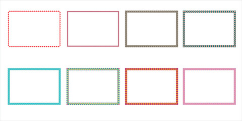 Simple Rectangle Vector Frame Collection with Colorful Dotted and Solid Borders for Web and Graphic Design
