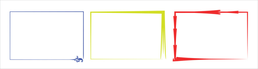 Simple Vector Frame Collection with Colorful Rectangle Borders and Arrow Details for Web and Graphic Design
