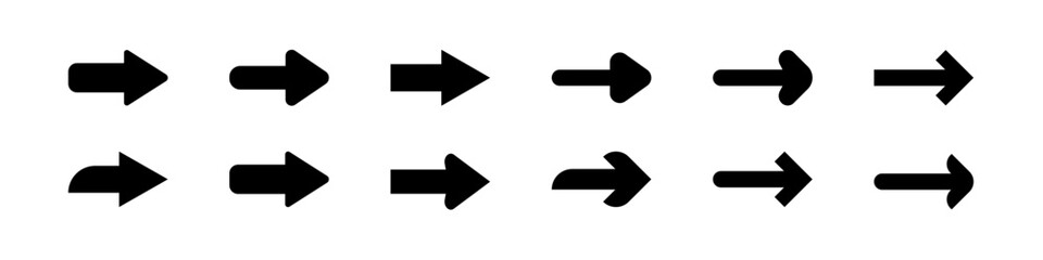 Arrow icon set. Isolated arrows vector set. Direction arrow shape sign.