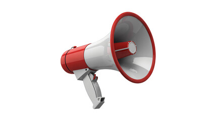 Red and white megaphone, amplify your message, powerful communication