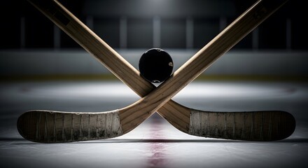 Hockey Stick Crossed with Puck