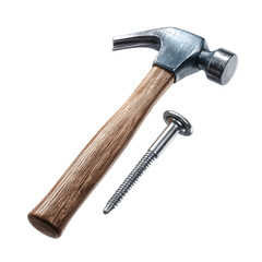 Hammer and Screw isolated on transparent background
