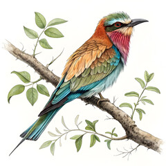 Obraz premium a beautifully illustrated bird perched on a branch