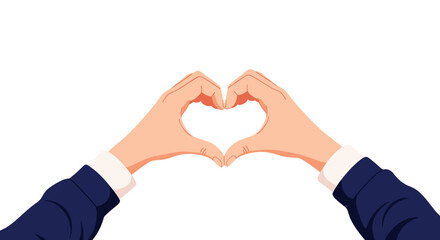 Hands forming a heart shape against a white background.