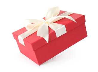 Beautiful gift box with bow isolated on white
