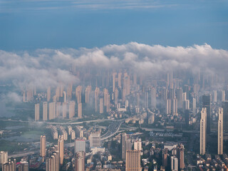 Fototapeta premium Wuhan city landmark skyline scenery