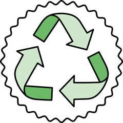 Obraz premium Green recycling symbol with jagged edge border arrows circular