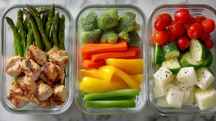 top-down view of simple healthy meal prep