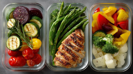 top-down view of simple healthy meal prep
